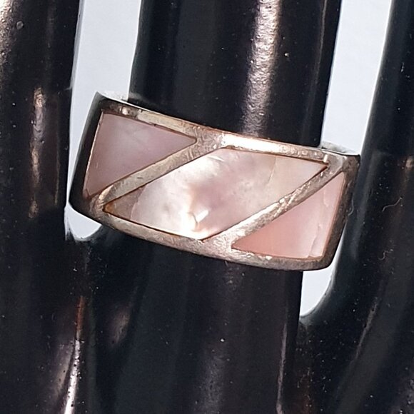 Vintage Native American 925 Sterling Silver Mother of Pearl Ring - Picture 1 of 7